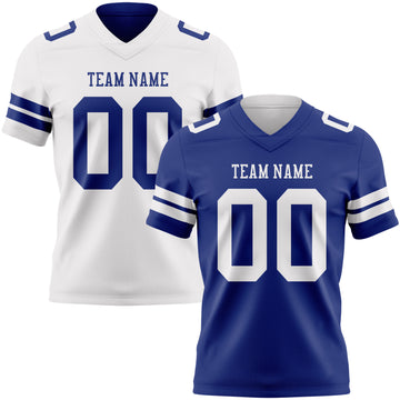 Custom Royal-White Reversible Double Side Authentic Football Jersey