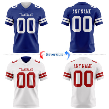 Custom Royal-White Reversible Double Side Authentic Football Jersey