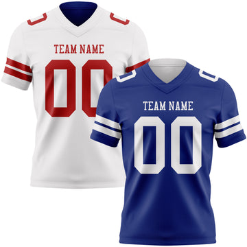 Custom Royal-White Reversible Double Side Authentic Football Jersey