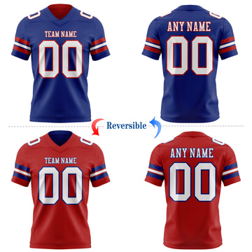 Custom Royal White-Red Reversible Double Side Authentic Football Jersey
