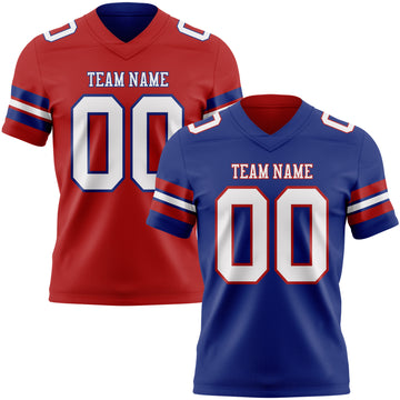 Custom Royal White-Red Reversible Double Side Authentic Football Jersey