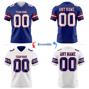 Custom Royal White-Red Reversible Double Side Authentic Football Jersey