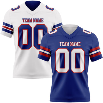 Custom Royal White-Red Reversible Double Side Authentic Football Jersey