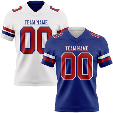 Custom Royal Red-White Reversible Double Side Authentic Football Jersey
