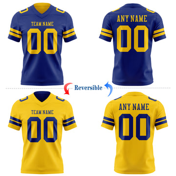 Custom Royal-Yellow Reversible Double Side Authentic Football Jersey