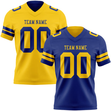 Custom Royal-Yellow Reversible Double Side Authentic Football Jersey