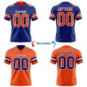 Custom Royal Orange-White Reversible Double Side Authentic Football Jersey