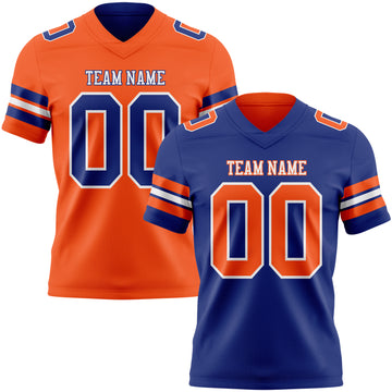 Custom Royal Orange-White Reversible Double Side Authentic Football Jersey