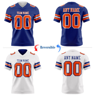 Custom Royal Orange-White Reversible Double Side Authentic Football Jersey