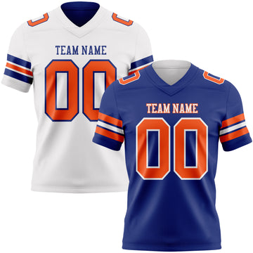 Custom Royal Orange-White Reversible Double Side Authentic Football Jersey
