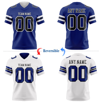 Custom Royal Black-White Reversible Double Side Authentic Football Jersey