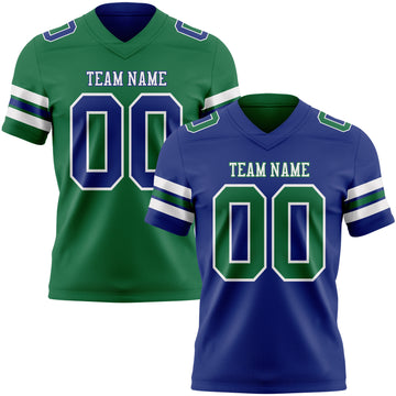 Custom Royal Kelly Green-White Reversible Double Side Authentic Football Jersey