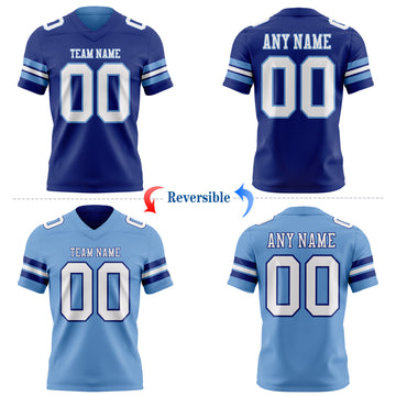 Custom Royal White-Light Blue Reversible Double Side Authentic Football Jersey