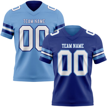 Custom Royal White-Light Blue Reversible Double Side Authentic Football Jersey