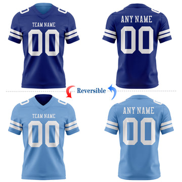 Custom Royal Light Blue Reversible Double Side Authentic Football Jersey