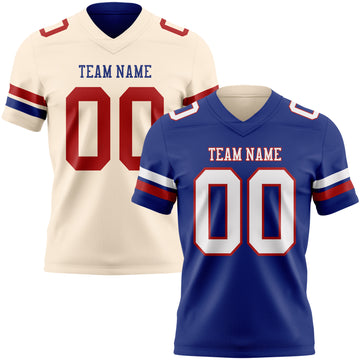 Custom Royal  Cream Reversible Double Side Authentic Football Jersey