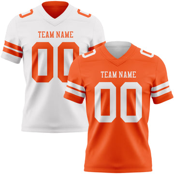 Custom Orange-White Reversible Double Side Authentic Football Jersey