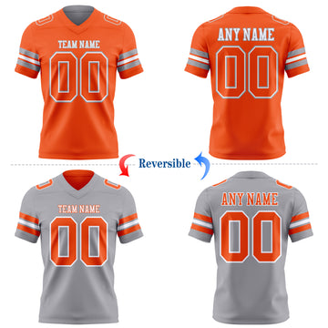 Custom Orange White-Gray Reversible Double Side Authentic Football Jersey