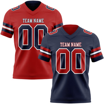 Custom Navy Red-White Reversible Double Side Authentic Football Jersey