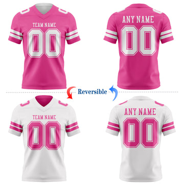 Custom Pink-White Reversible Double Side Authentic Football Jersey