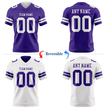 Custom Purple-White Reversible Double Side Authentic Football Jersey