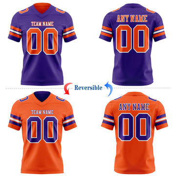 Custom Purple Orange-White Reversible Double Side Authentic Football Jersey