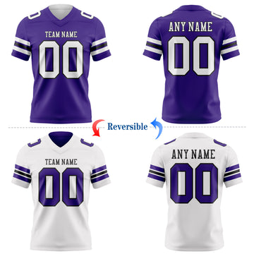 Custom Purple White-Black Reversible Double Side Authentic Football Jersey