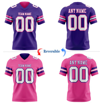 Custom Purple White-Pink Reversible Double Side Authentic Football Jersey