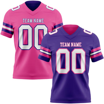 Custom Purple White-Pink Reversible Double Side Authentic Football Jersey