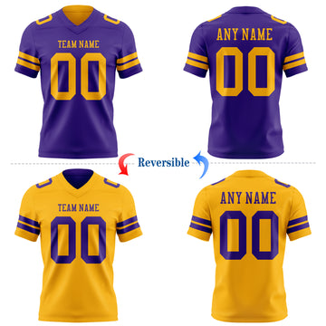 Custom Purple-Gold Reversible Double Side Authentic Football Jersey