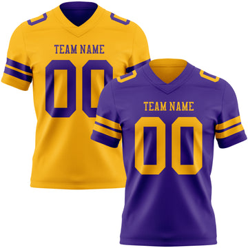 Custom Purple-Gold Reversible Double Side Authentic Football Jersey