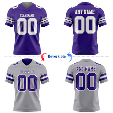 Custom Purple White-Gray Reversible Double Side Authentic Football Jersey