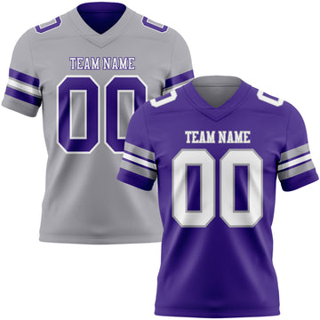 Custom Purple White-Gray Reversible Double Side Authentic Football Jersey