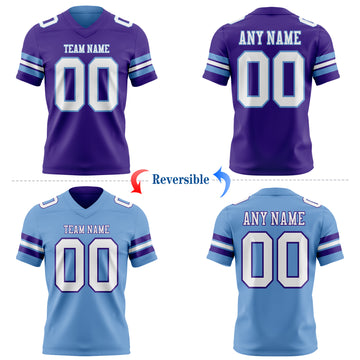 Custom Purple White-Light Blue Reversible Double Side Authentic Football Jersey