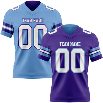 Custom Purple White-Light Blue Reversible Double Side Authentic Football Jersey