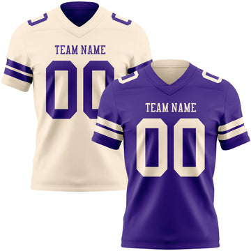 Custom Purple-Cream Reversible Double Side Authentic Football Jersey