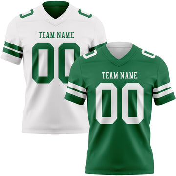 Custom Kelly Green-White Reversible Double Side Authentic Football Jersey