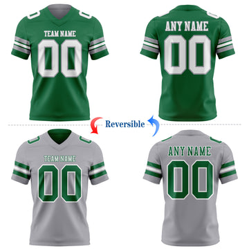 Custom Kelly Green White-Gray Reversible Double Side Authentic Football Jersey