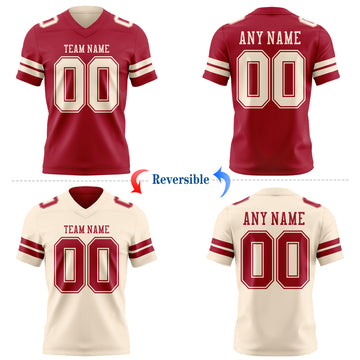 Custom Cardinal-Cream Reversible Double Side Authentic Football Jersey