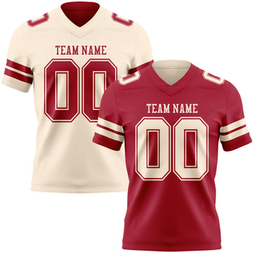 Custom Cardinal-Cream Reversible Double Side Authentic Football Jersey