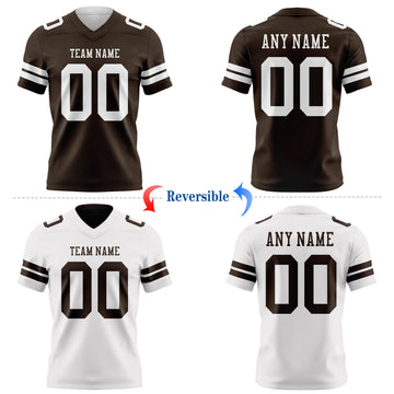 Custom Brown-White Reversible Double Side Authentic Football Jersey