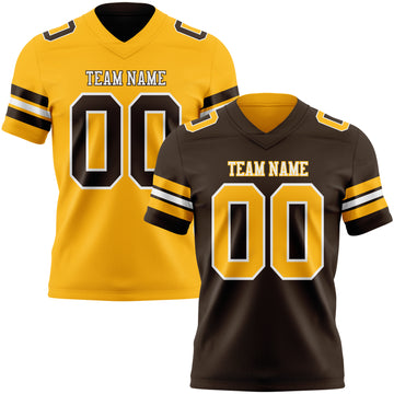 Custom Brown Gold-White Reversible Double Side Authentic Football Jersey
