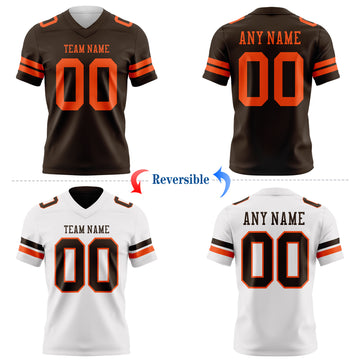 Custom Brown-Orange Reversible Double Side Authentic Football Jersey