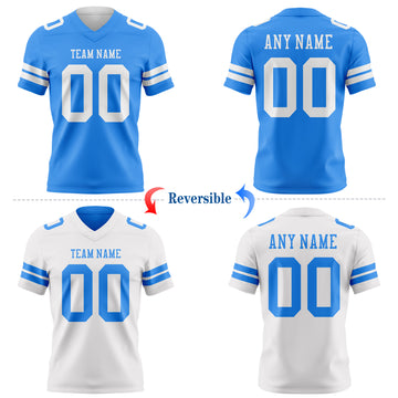 Custom Powder Blue-White Reversible Double Side Authentic Football Jersey
