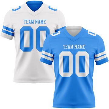 Custom Powder Blue-White Reversible Double Side Authentic Football Jersey