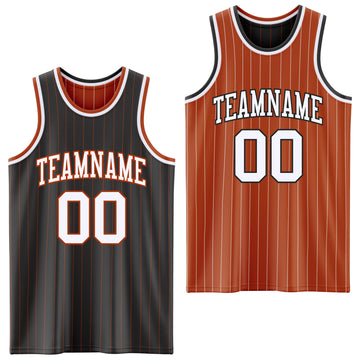 Custom Black Texas Orange Pinstripe-White Reversible Double Side Sublimation Basketball Set Jersey