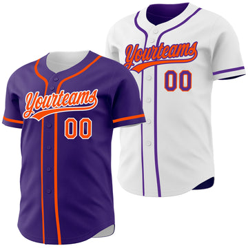 Custom Purple Orange-White Reversible Button-Down Baseball Jersey