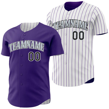 Custom Purple White Purple Pinstripe Reversible Button-Down Baseball Jersey