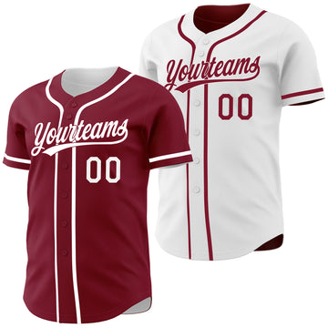 Custom Crimson-White Reversible Button-Down Baseball Jersey