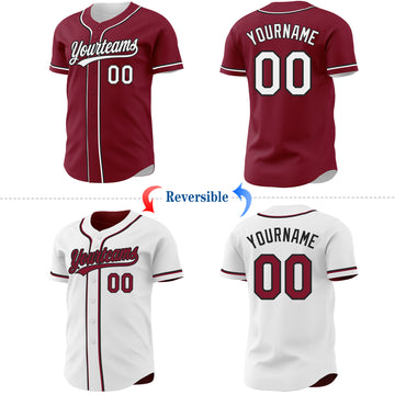 Custom Crimson White-Black Reversible Button-Down Baseball Jersey